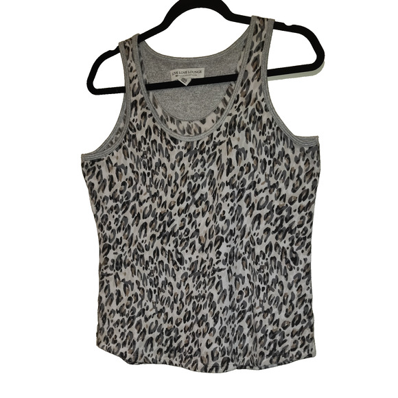 Karen Neuburger Leopard Print Tank Sz L Live Love Lounge Soft Racer Back Large - Picture 1 of 11